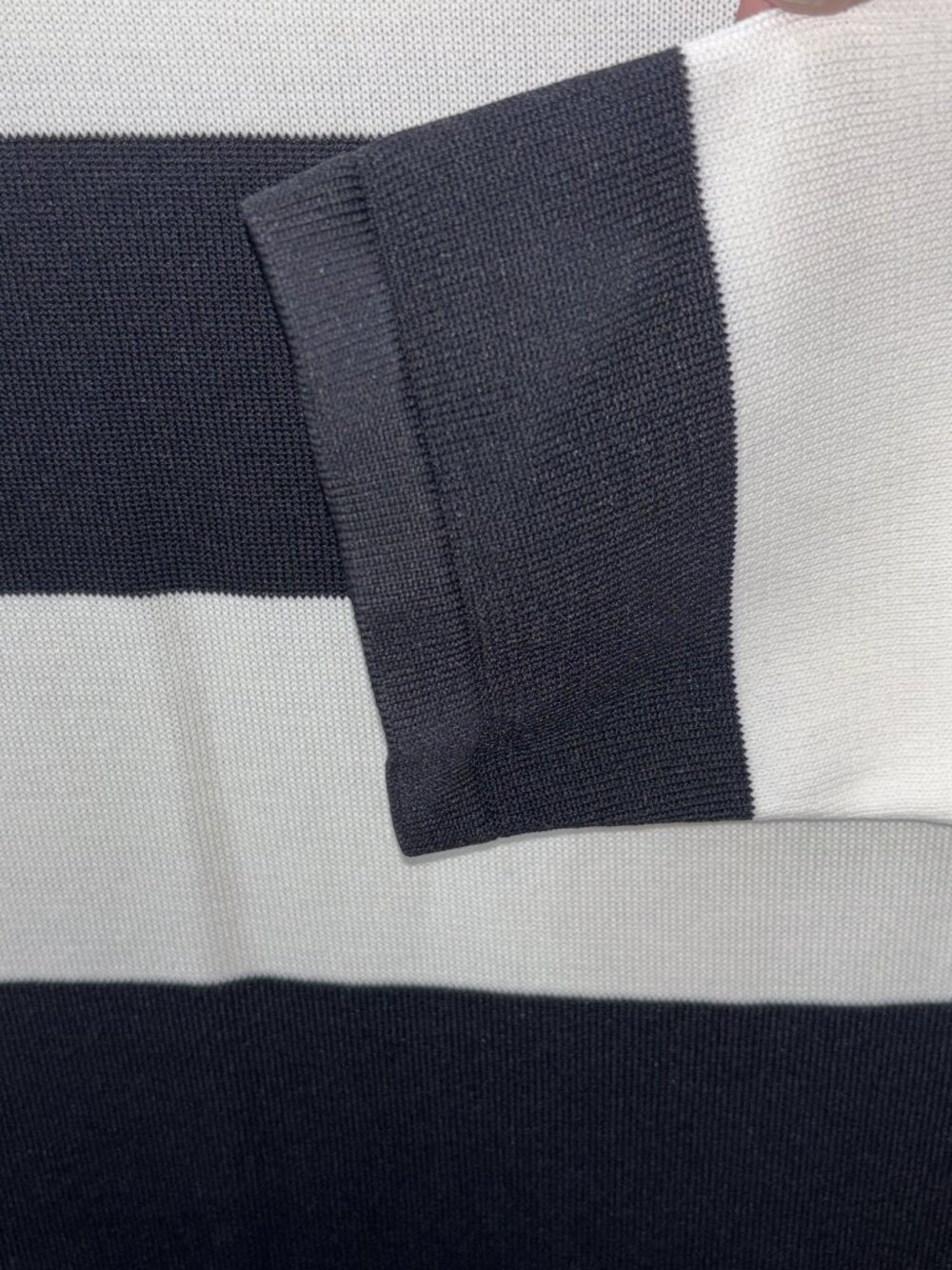 Eva Mendes Black White Striped Knit Boatneck Sweater Dress NWT Large - Picture 9 of 9